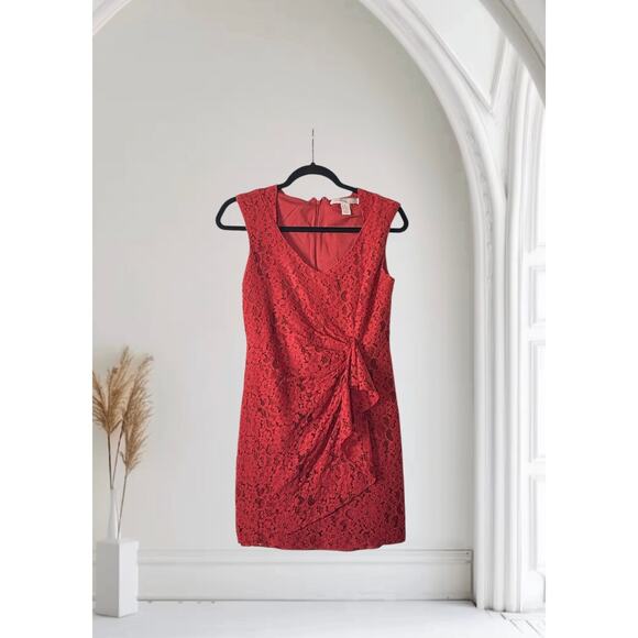 Forever 21 Dress Womens Red Brown Sleeveless Lace Overlay Lined X Small - Picture 1 of 5